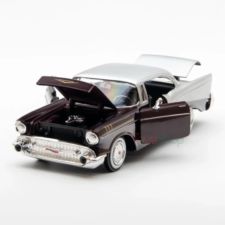 Motor Max 1:24 1957 Chevy Bel Air Mor Krom - 73228 - Görsel 7