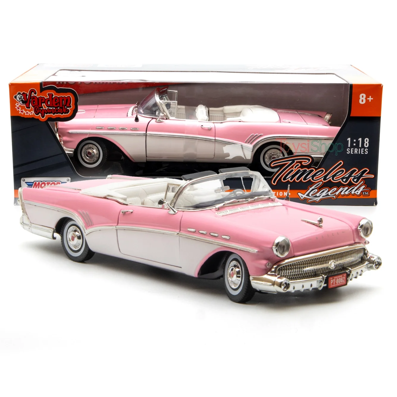 motor-max-118-1957-buick-roadmaster-pembe-73152-6330255-sw1335sh1335 Motor Max 1:18 1957 Buick Roadmaster Pembe Klasik Model Araba - 73152 - Görsel 1