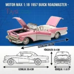 Motor Max 1:18 1957 Buick Roadmaster Pembe Klasik Model Araba - 73152 - Görsel 10