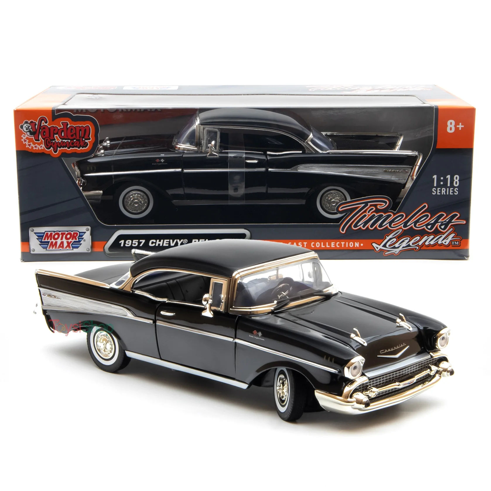 motor-max-118-chevy-bel-air-siyah-73180-50974083-sw1677sh1677 Motor Max 1:18 1957 Chevy Bel Air Siyah Klasik Model Araba - 73180 - Görsel 1