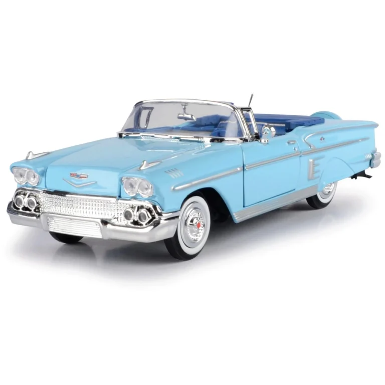 Motor Max 1:24 1958 Chevy Impala Mavi Metal Model Araba - 73267AC - Görsel 2
