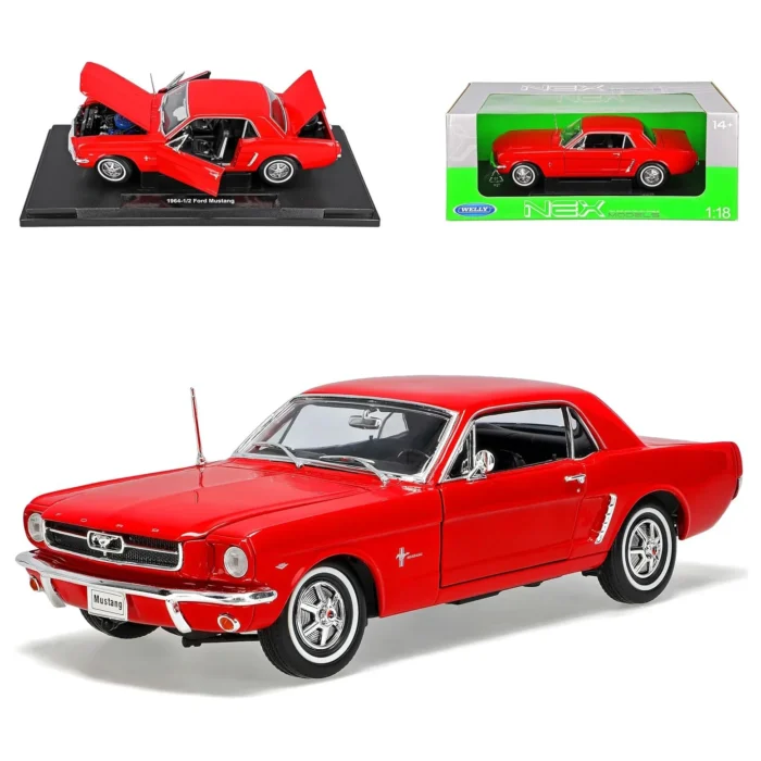 Welly 1:18 1964 1/2 Form Mustang Kırmızı Diecast Model Araba - 12519H-W - Görsel 2