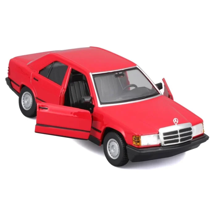 Bburago 1:24 Mercedes-Benz 190 E 2.6 Diecast Model Araba - Kırmızı - Görsel 2
